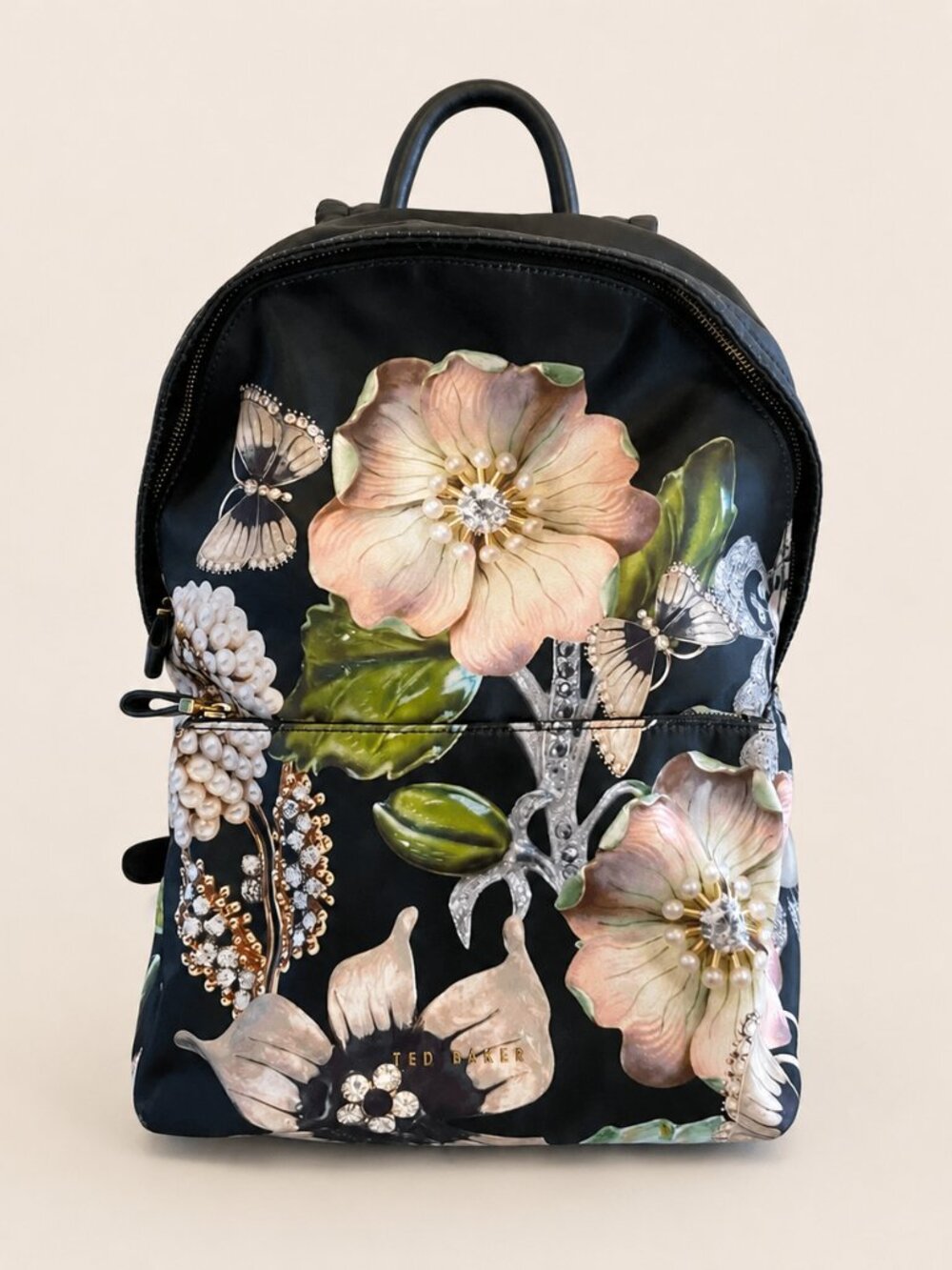 Ted Baker Ivona Garden Gems Backpack Canvas backpack with floral garden gems
